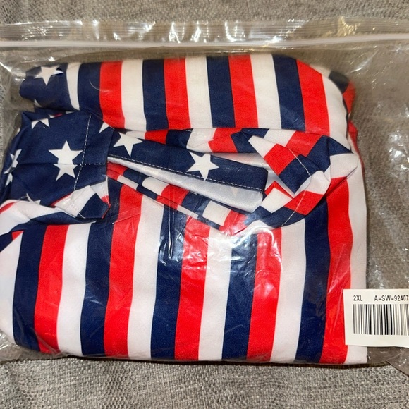 Sparkle In Pink Mens American Flag Swim Shorts- NWT - Picture 2 of 2